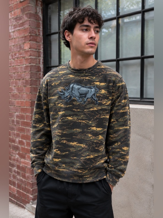Ecko Unlimited Other - Ecko Unltd Mens XL Camo Sweatshirt Rhino Logo Crewneck Y2K Fleece Pockets